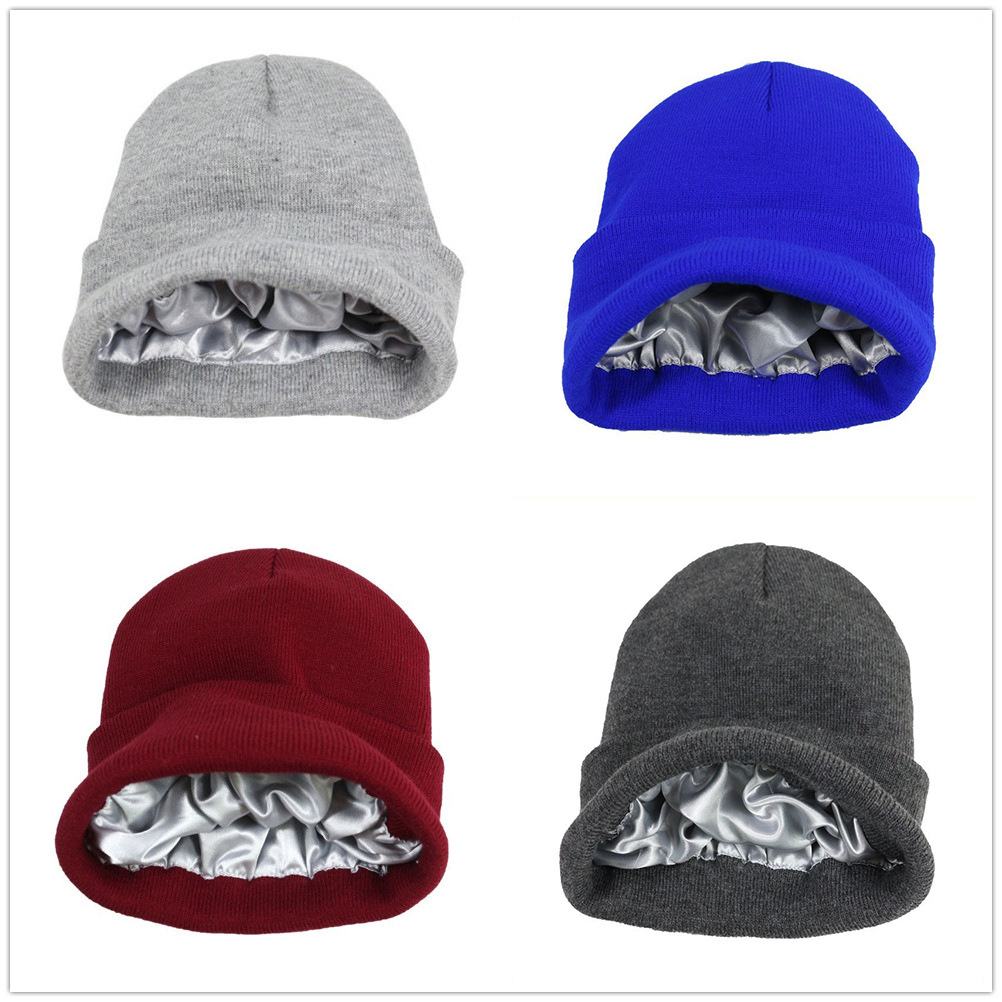 หมวกบีนนี่ถักบุซับในผ้าซาติน ใ - Beanie Cuffed Knit บทวิจารณ์และราคา